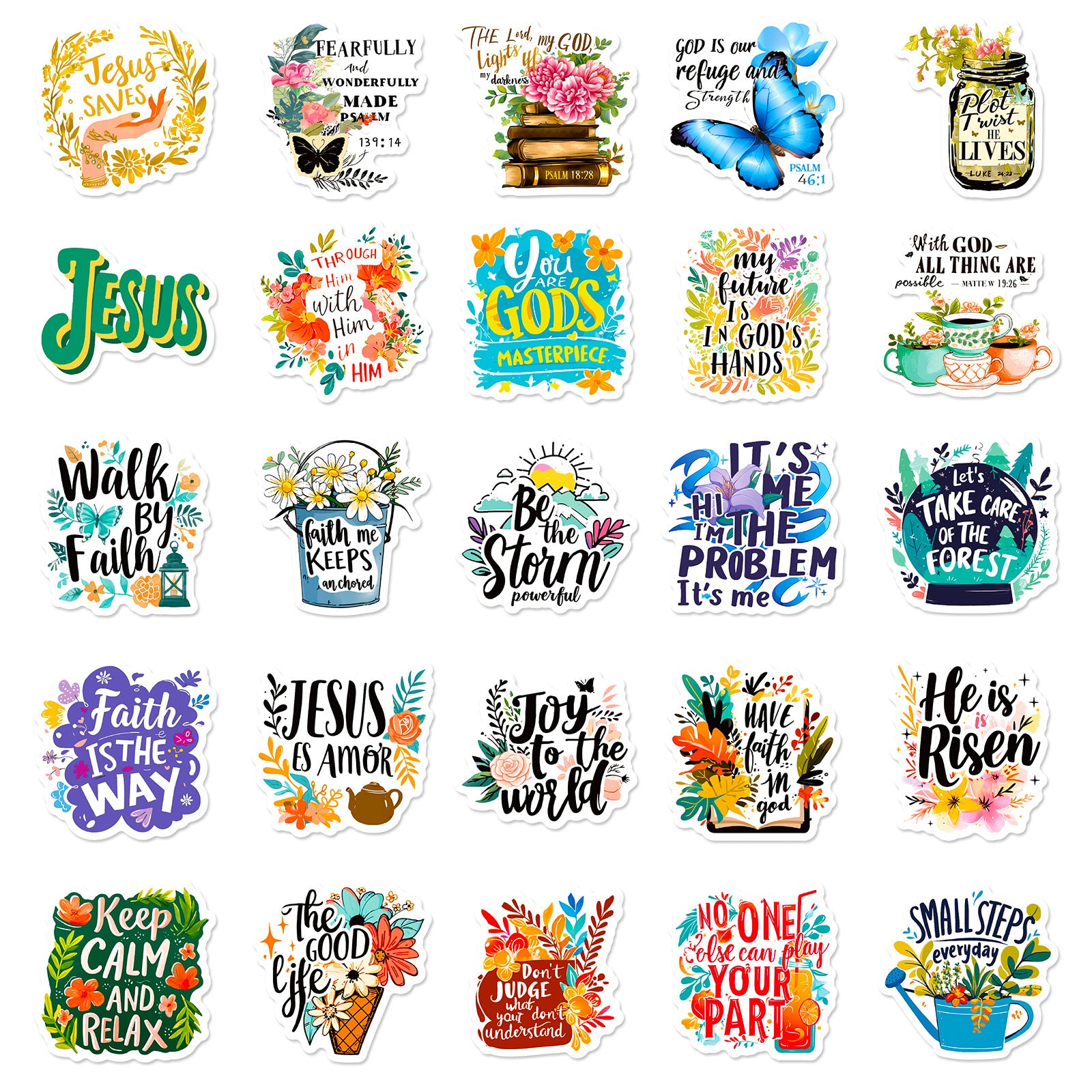 Wholesale 50pcs Bible stickers with positive energy and inspirational quotes